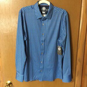 Flag & Anthem Men's Long Sleeve Navy Blue Check Shirt-Size Med NWT